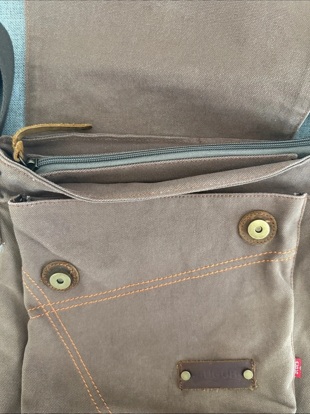 Augur leather and Canvas Crossbody Messenger Bag